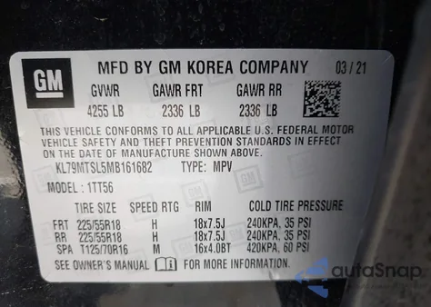 2021 Chevrolet Trailblazer Fwd Rs from USA, damaged, VIN KL79MTSL5MB161682